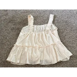 Black Tape Women's Ivory Cream‎ Textured Ruffled Tank top Size 2X thumbnail 4