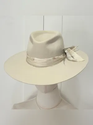 Lovely Bird Montana Fedora Wool Hat Small Cream Feather Boho Chic Western Malibu thumbnail 3