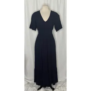 BODEN Broderie Floral Anglaise Eyelet Maxi Dress Navy Blue Embroidered US 2 thumbnail 2