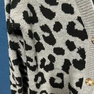 Unbranded Woman’s Leopard Print Long Sleeve Acrylic Cardigan Sweater OS thumbnail 2