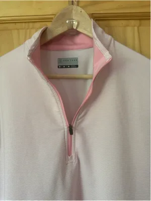PGA Tour Light Pink striped Quarter-Zip Pullover size medium thumbnail 4