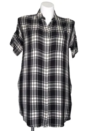 MADEWELL Courier Shirt Dress Gordon Plaid‎ Black White Women's Size Medium thumbnail 1