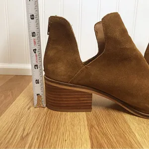 STEVE MADDEN Ankle Boot Size 10 Brown Suede Bootie Open Side Chunky Heel Western thumbnail 14