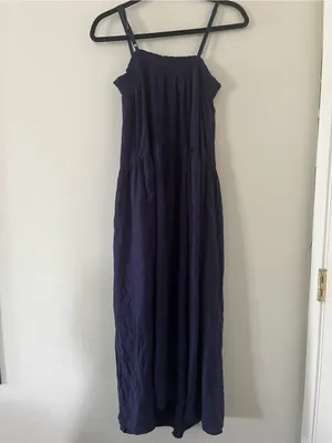 Old Navy Blue Airy Smocked Maxi Dress Small Beach Resort Vacation Euro Summer thumbnail 6