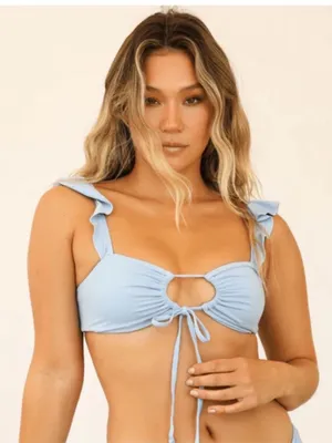 Dippin' Daisy's Bikini Set Light Powder Blue Luna Top and Scrunch Bottom Large thumbnail 1