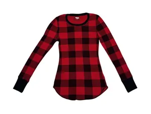 Old Navy Long Sleeve Buffalo Plaid Red Black Crewneck Shirt Size Women's Small thumbnail 1