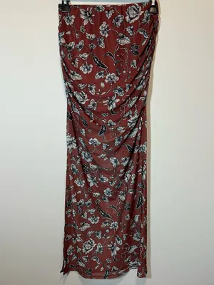 Anthropologie‎ Maeve The Aleda Mesh Ruched Maxi Skirt Brown Floral XS NWT thumbnail 7
