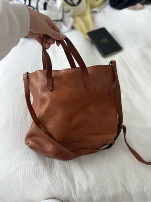 Madewell Women's Leather Tote Bag in Brown - Adjustable Shoulder Strap thumbnail 5