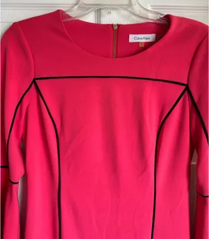 Calvin Klein Pink Coral 3/4 Bell Sleeve Women's Dress Size 6 thumbnail 3