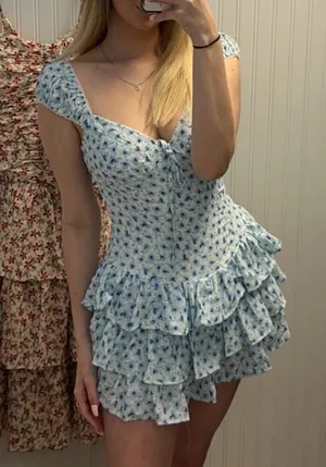 Boutique Blue floral romper dress thumbnail 1