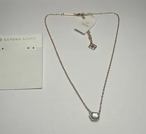 Kendra Scott Mabel Light Blue Rose Gold Tone Necklace Adjustable Length NWT thumbnail 4