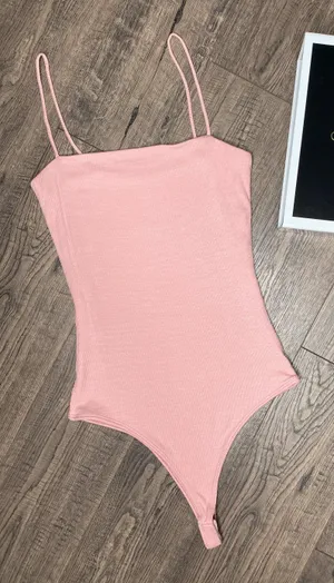 Samunsboutique RIBBED MAUVE PINK BODYSUIT thumbnail 1