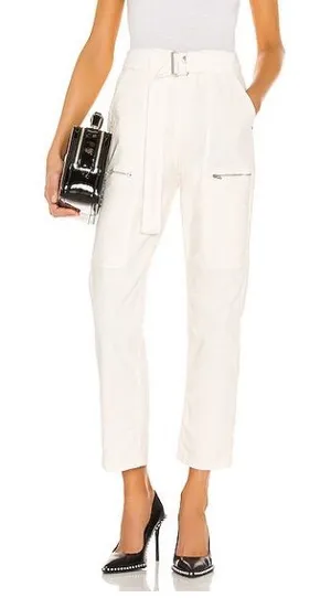 GRLFRND Belted High Rise Zipper Pocket Skylar Off White Denim Jeans NWT Size 26 thumbnail 1