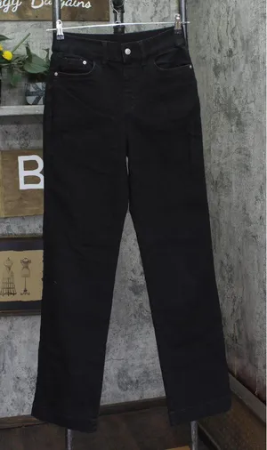 Denim & Co. Cozy Touch Relaxed Straight Jeans A671600 Black 6 Tall thumbnail 1