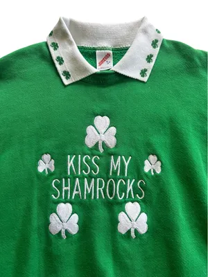 Vintage St. Patrick’s Day Shamrock Pullover Size S Cottage Grandmacore 90s thumbnail 2