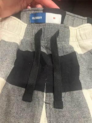 Old Navy Black and Cream Buffalo Plaid Kids Pajama Bottoms thumbnail 2