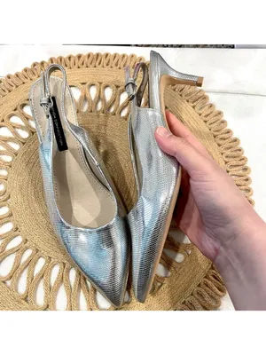 French Connection Quinn Slingback Kitten Heel Size US 9 Silver Metallic thumbnail 3