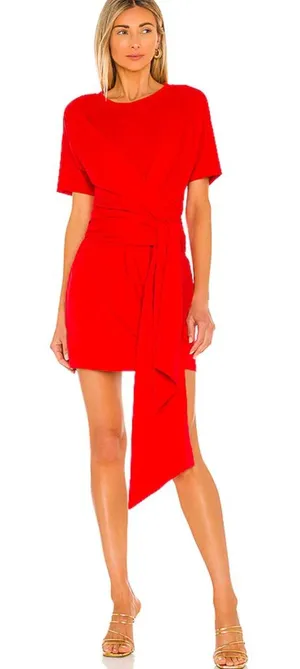 L’ACADAMIE The Nani Mini Dress in Red‎ Orange size Large Tie Waist Sash thumbnail 1