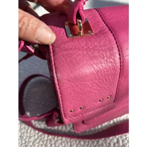 Vince Camuto Pink Pebbled Leather Crossbody Satchel Bag Gold Hardware Top Handle thumbnail 7