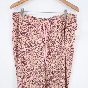 Cuddl Duds Pajama Pants Women XL Pink Stretch Leopard Print Drawstring Sleepwear thumbnail 3
