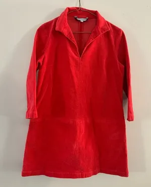 Tuckernuck Clifton Vneck Dress Casual Corduroy Classic Red Pink Long Sleeve M thumbnail 1