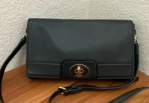 KATE SPADE Black Leather Hampton Road Juliana Turnlock Crossbody Bag thumbnail 1