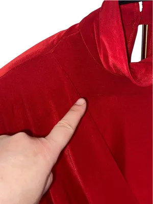 Vintage Fringe Asymmetric Midi Dress Mock Neck Wrap Gathered cocktail dress thumbnail 8