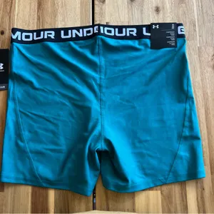 Under Armour Women’s HeatGear Compression Shorts Teal XL thumbnail 2