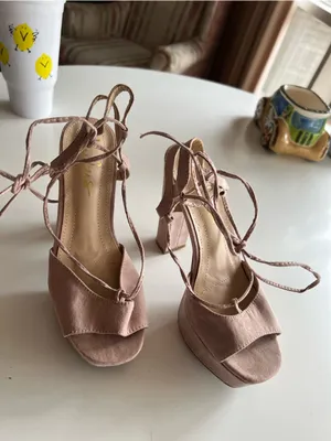 Lulu's Women's Size 7 Saucy Suede Platform Lace-Up Heels Dusty Pink‎ Block Heel thumbnail 6