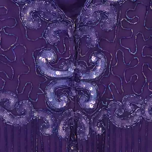 Vintage 80s Beaded Silk Gown Womens Size S Purple Sequin Formal Wedding FLAWS thumbnail 14