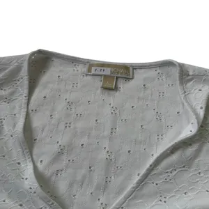 Michael Kors White Eyelet Shirt Women Top Size Large | 4-27 thumbnail 3