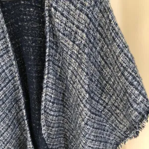 Jessica McClintock EUC Women's Blue Plaid Metallic Boucle Cape Poncho One Size thumbnail 2