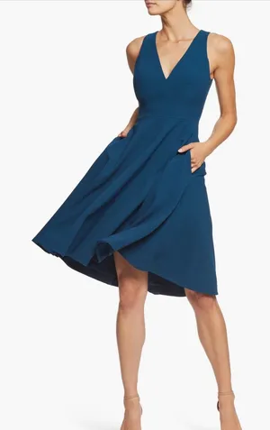 Dress the‎ Population Catalina Deep Teal High-Low Fit-and-Flare Dress M thumbnail 1