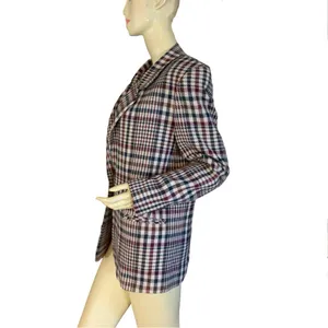 Vintage 1980'S Private Concepts Burgundy & Green Wool Blend Plaid Blazer (10) thumbnail 5