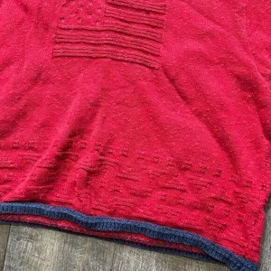 Vintage 90s‎ Red USA American Flag Knit Crewneck Crop Sweater Womens Size XL thumbnail 2