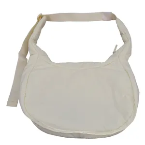 Athleta Puffer Crossbody Bag Cream Yellow Quilted Nylon Hobo Adjustable Strap thumbnail 4