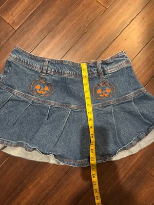 Sweet Society Denim Mini Skirt with Pumpkin Embroidery thumbnail 8