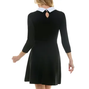 NWT BCX Juniors Pearl-Collar 3/4 Sleeve Dress 1104M8M Black XS thumbnail 2