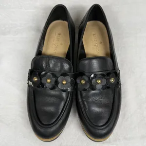 Kate Spade Karisa Black Leather Floral Studded Loafers Womens 5.5M Slip On Shoes thumbnail 7