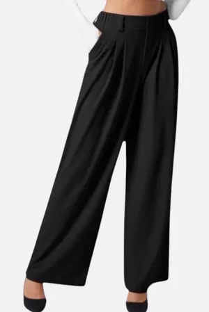 Size L (Reg) Halara High Waisted Plicated Side Pocket Wide Leg Waffle Work Pants thumbnail 1