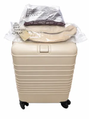 BEIS Beige Carry-On, Beige Belt Bag & Burgundy Suitcase Cover thumbnail 2