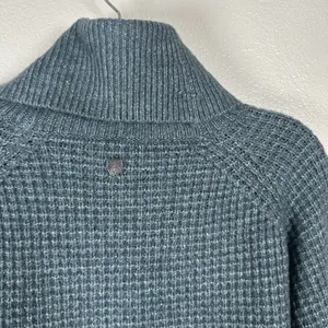 Kuhl Sienna Sweater Womens Small Blue Waffle Knit Turtle Neck Drop Hem Stretch thumbnail 4