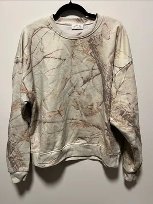 DAIRY BOY Butterfly Camo Crewneck Sweatshirt Woodland Tree Camouflage, Size L thumbnail 1