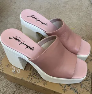 Free People Blush Pink Zoe Platform Slide Mules with White Sole thumbnail 1