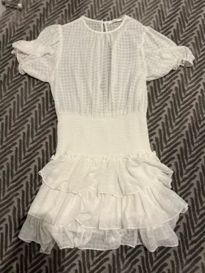 idem Ditto White Ruffled Tiered Smocked Waist Dress thumbnail 2