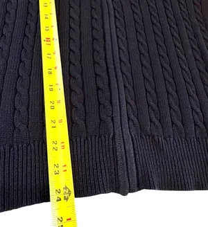 Lauren Ralph Lauren Womens Black Cable Knit Sweater Size L Full Zip Old Money thumbnail 7