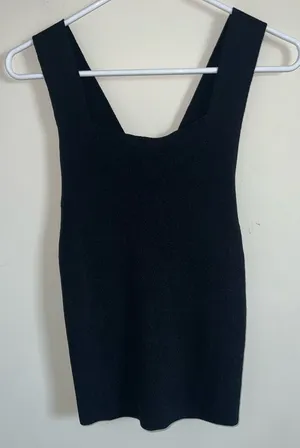 Madewell blouse black knit size medium stretch summer thumbnail 1