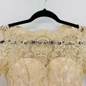 Sheer Gold Lace Overlay Formal Dress Sweetheart Neckline Victorian Regency Sz 2 thumbnail 8