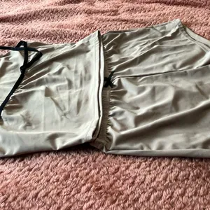Cream and Black Pajama Set with Soft Fabric and Minimalist Design Bottoms+Top thumbnail 4