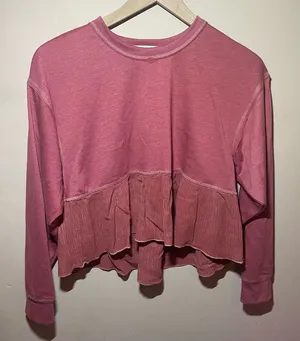 Altar'd State Dusty Rose Ruffle Hem Blouse thumbnail 1